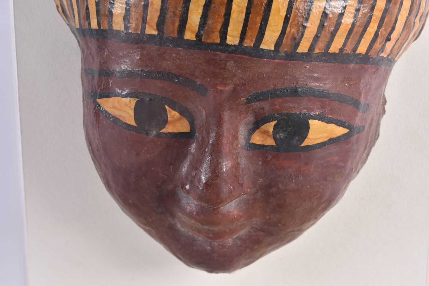 A FINE AND RARE EGYPTIAN CARTONNAGE MUMMY MASK Late Period 664-40 BC. 28 cm x 22 cm. - Image 2 of 6