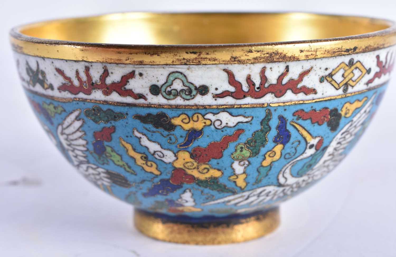 A FINE PAIR OF CLOISONNE ENAMEL BRONZE BOWLS Jiajing mark and probably of the period, decorated on a - Image 11 of 16