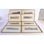 A Set of Eight Hunting Prints by FA Stewart, includes . Frames 37cm x 22.5, Prints 27cm x 11cm (8)