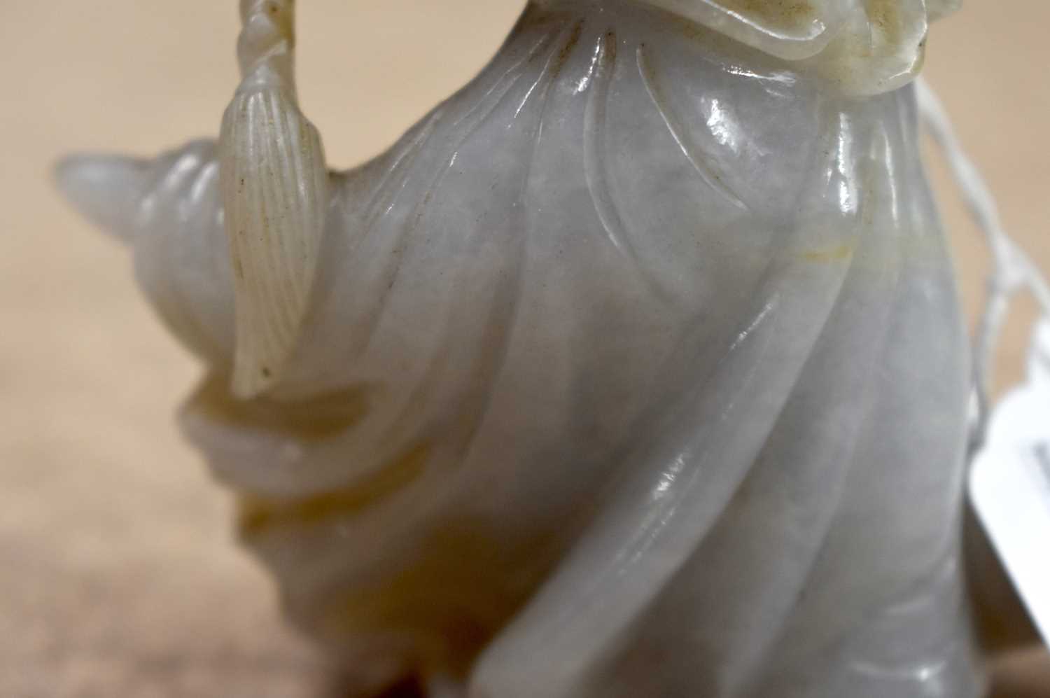 AN UNUSUAL PAIR OF EARLY 20TH CENTURY CHINESE CARVED LAVENDER JADEITE FIGURES Late Qing/Republic, - Image 9 of 21