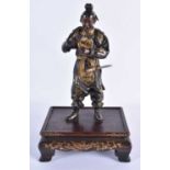 A GOOD 19TH CENTURY JAPANESE MEIJI PERIOD BRONZE GOLD INLAID OKIMONO by Miyao, modelled as a male