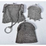 Three Silver Chain Mail Purses. XRF Tested for Purity. Largest 9cm x 8cm, total weight 118g (3)