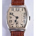 Sterling Silver 'Tank' Cased Vintage Gents Wristwatch Hand-wind Working. 27 grams. 2.75 cm wide