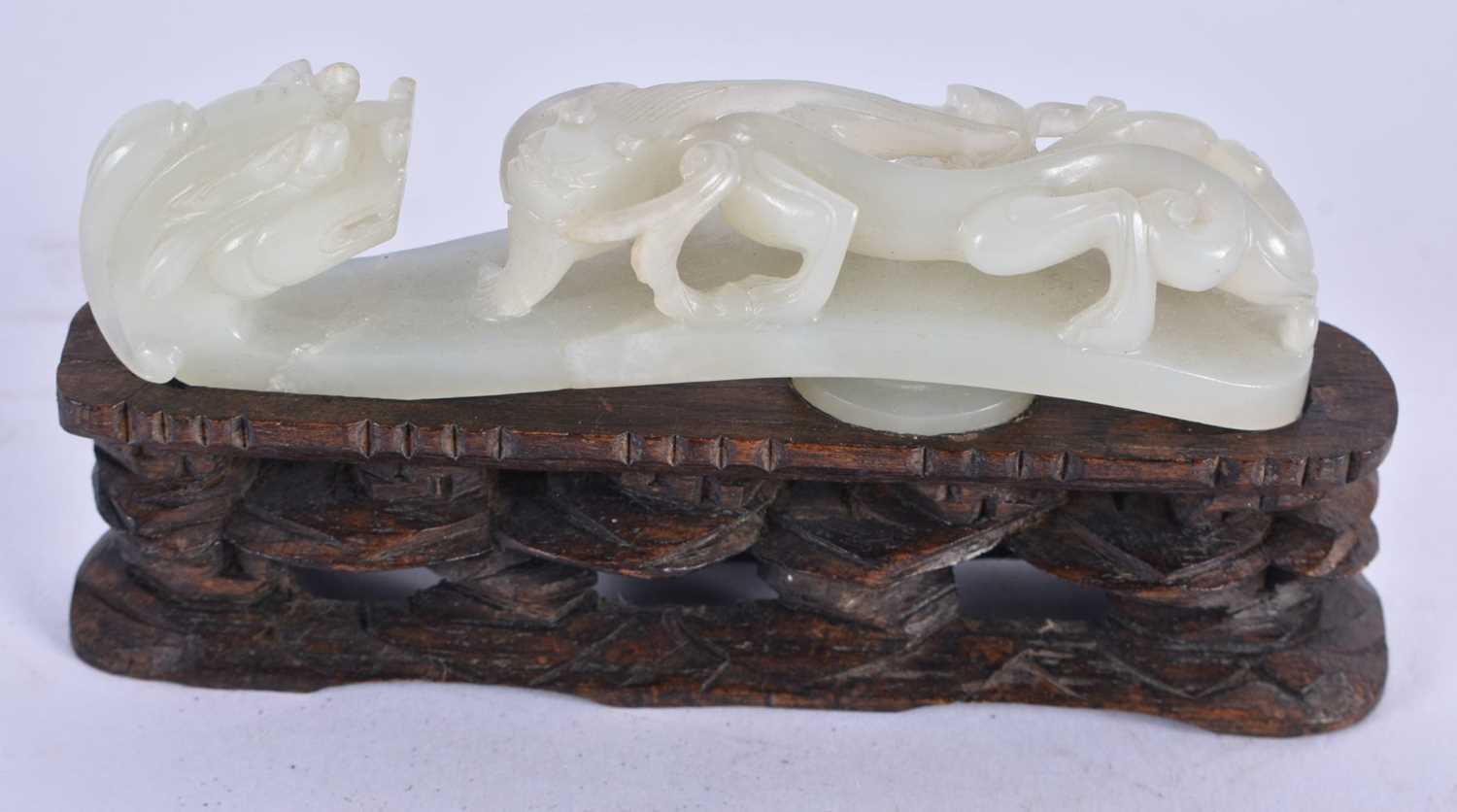 AN 18TH/19TH CENTURY CHINESE GREENISH JADE BELT HOOK Qing, together with another jade. Largest - Image 2 of 6