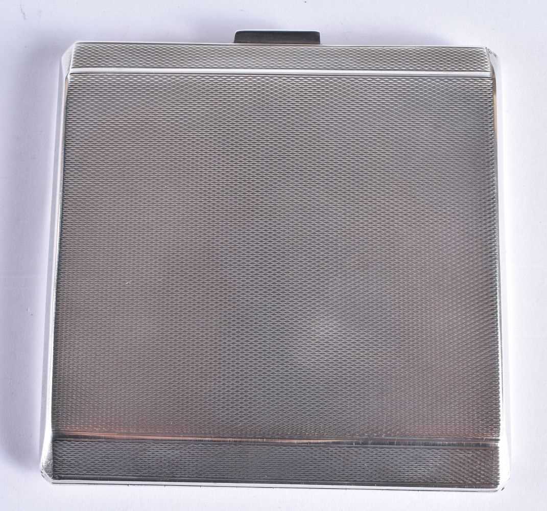 A Silver Cigarette Case with Engine Turned Decoration by HS Benzie, with fitted leather sleeve. - Image 5 of 5