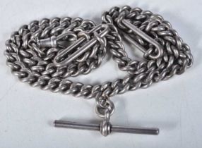A Silver Watch Chain. Stamped Sterling. 49cm long, weight 65g