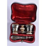 A CASED PAIR OF MOTHER OF PEARL OPERA GLASSES 6 x 20cm extended