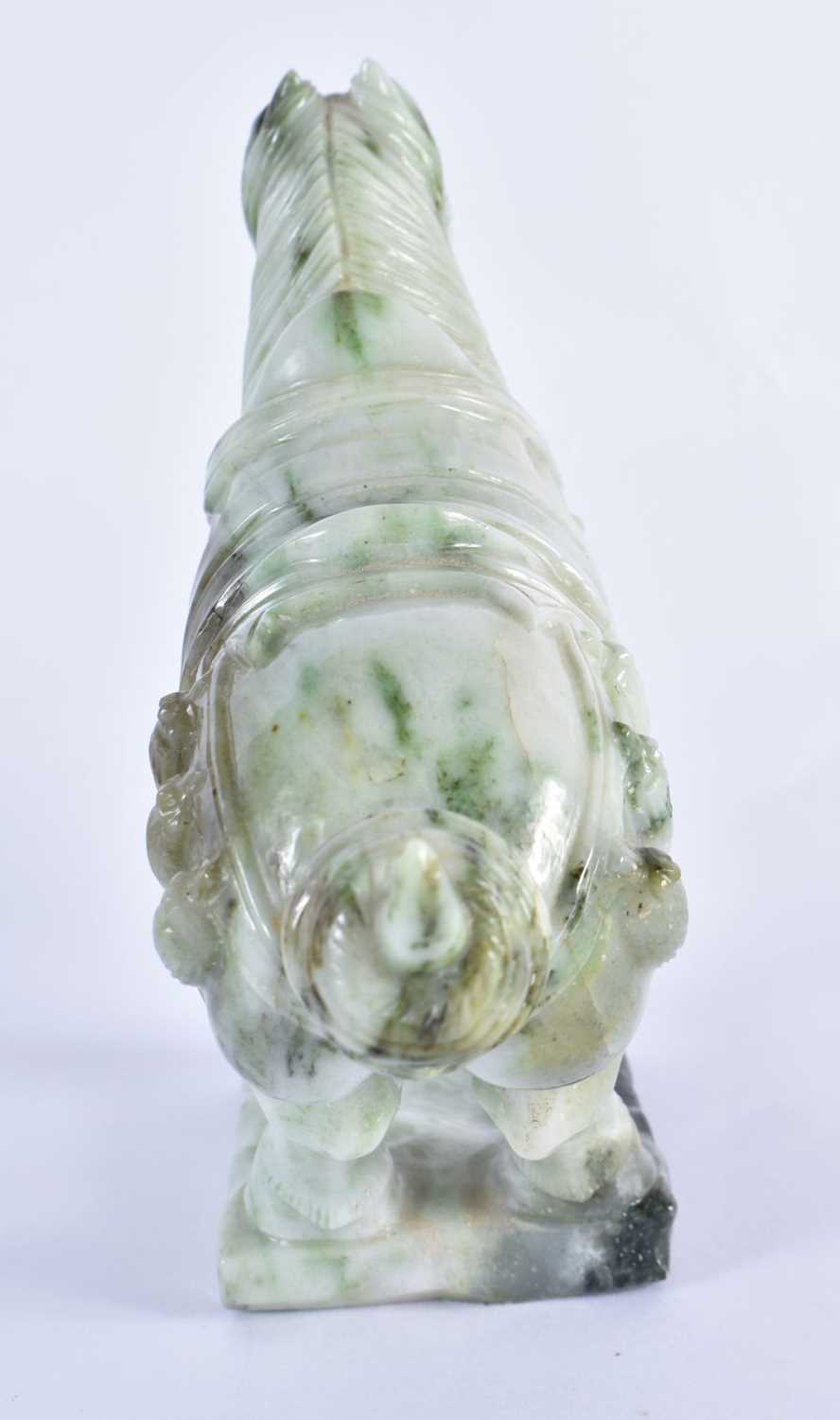 A LARGE EARLY 20TH CENTURY CHINESE JADEITE FIGURE OF A HORSE Late Qing/Republic. 22 cm x 17 cm. - Image 4 of 5