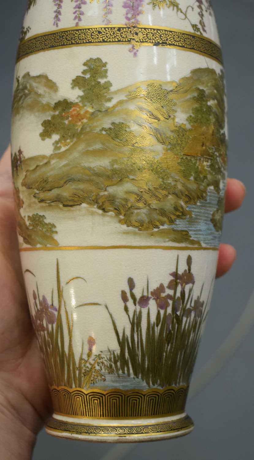 A PAIR OF LATE 19TH CENTURY JAPANESE MEIJI PERIOD SATSUMA POTTERY VASES painted with a group of - Image 19 of 25