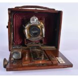 J.Lizars Model C Challenge ANTIQUE CAMERA w/ Red Bellows. 14 cm x 12 cm.