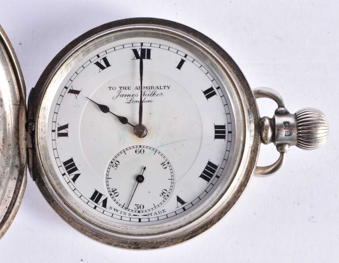 JAMES WALKER Sterling Silver Gents Half Hunter Pocket Watch.  Hallmarked 1949.  Movement - Hand-