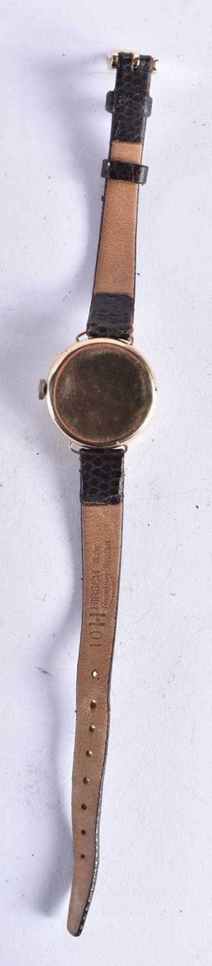 J.W. BENSON 9ct Gold Cased Antique Trench Style Wristwatch Hand-wind Working. 17 grams. 2.75 cm wide - Image 5 of 5