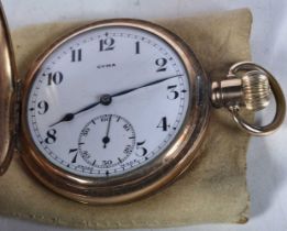 A Cyma Hunter Pocket Watch. 5cm diameter, working