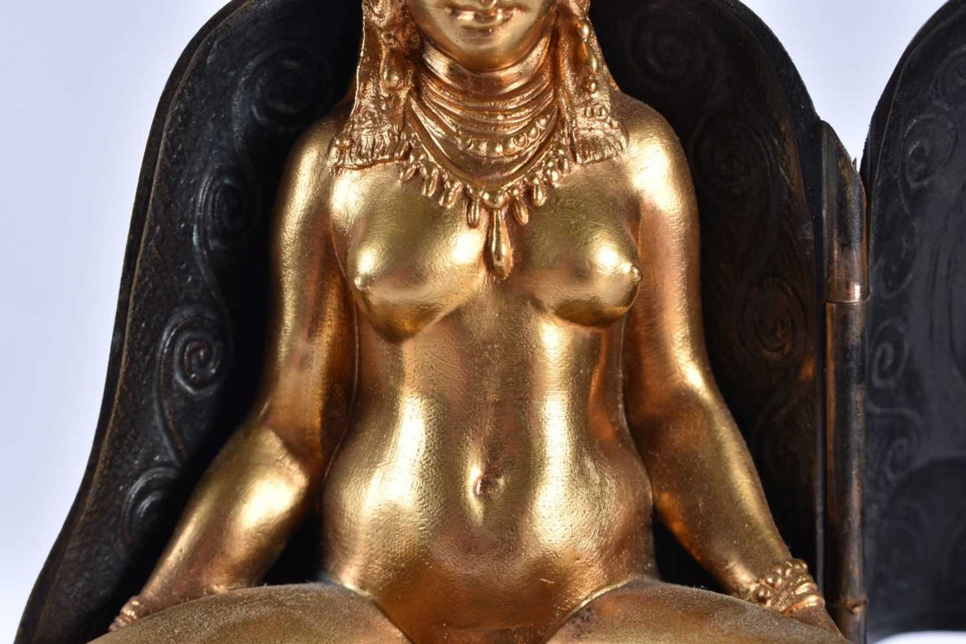 A RARE LATE 19TH/20TH CENTURY AUSTRIAN COLD PAINTED BRONZE EROTIC BUDDHA FIGURE the front opening to - Image 6 of 12