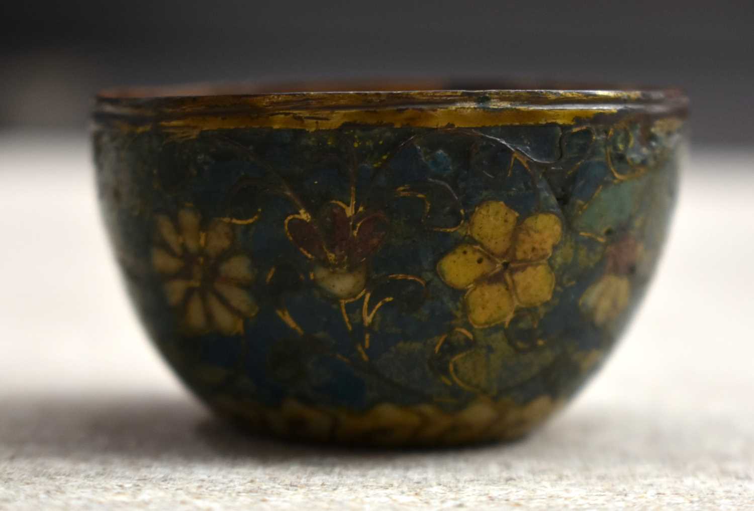 TWO RARE 16TH CENTURY CHINESE CLOISONNE ENAMEL TEABOWLS Ming. Largest 5.25 cm wide. (2) - Image 16 of 21