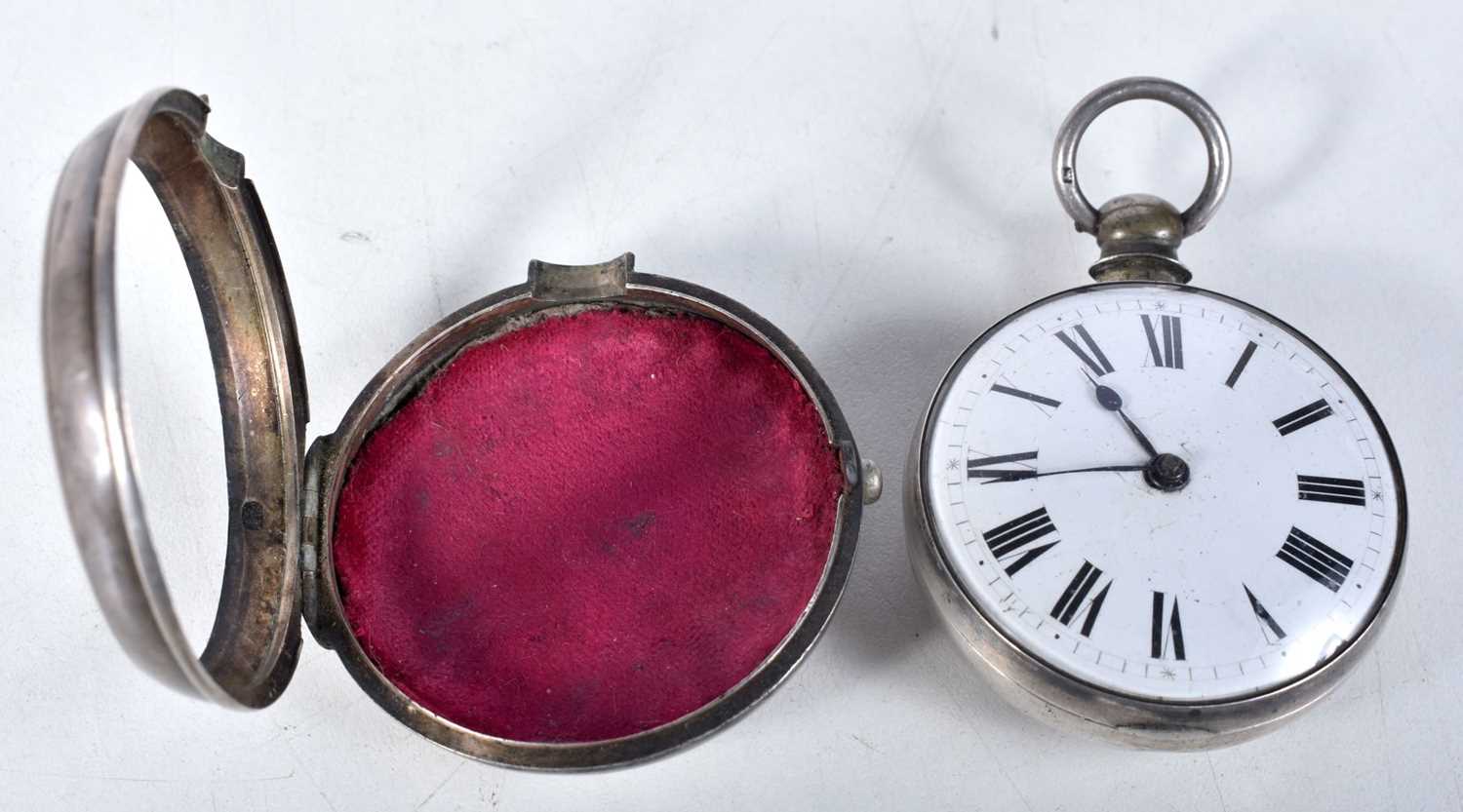 An Antique Silver Verge Pocket Watch. Stamped Sterling, 5.7cm diameter, weight 155g, working - Image 3 of 3