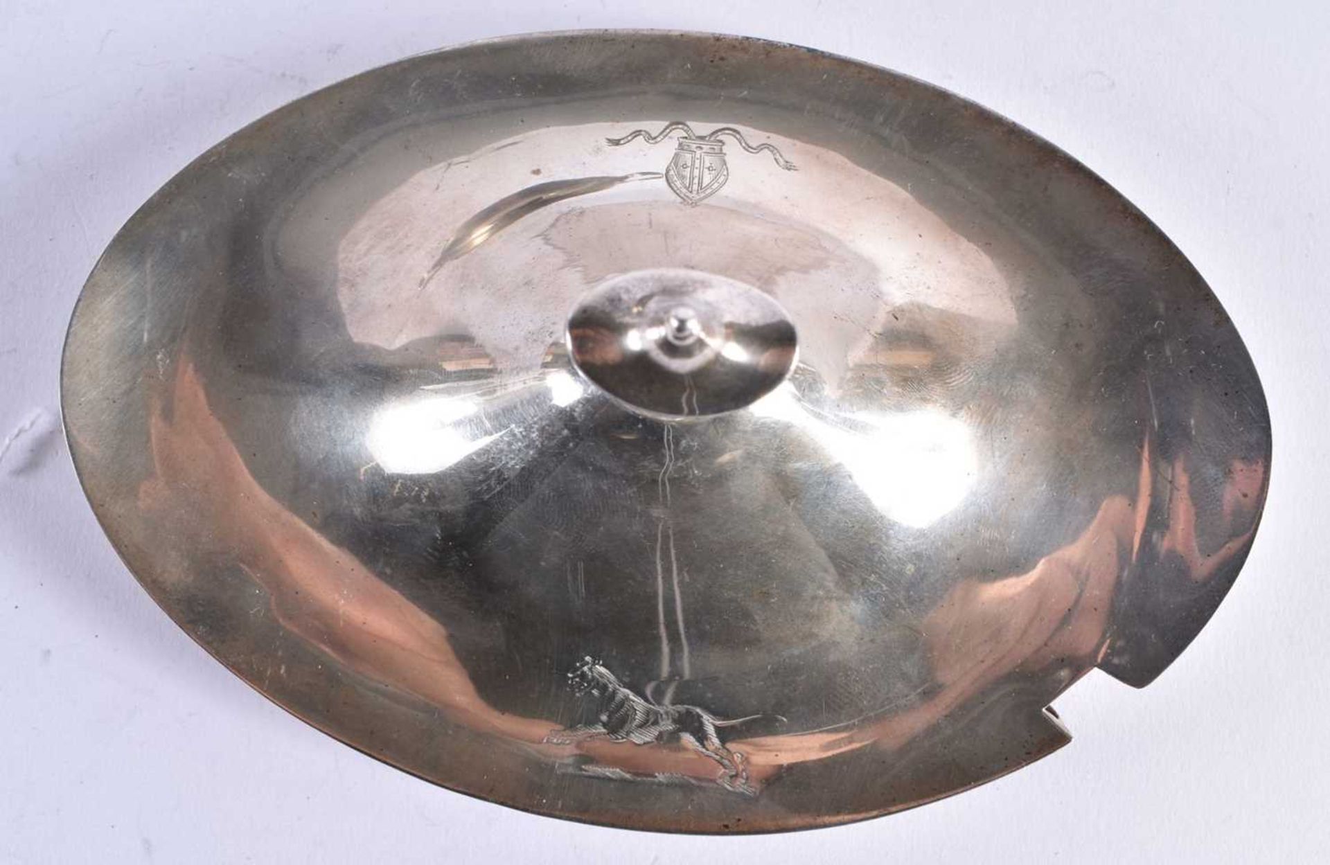 A GEORGE III SILVER SAUCE TUREEN AND COVER with interesting Bishops Mitre crest. 560 grams. London - Image 5 of 7