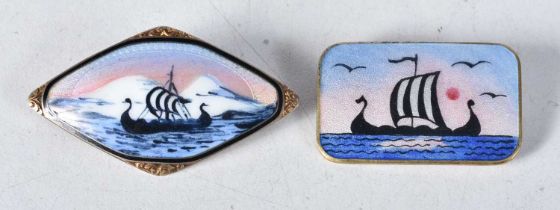 Two Norwegian silver enamel brooches including Hjortdahl and Askel Holmsen. Stamped Norway Sterling.