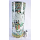 A LARGE 19TH CENTURY CHINESE FAMILLE VERTE PORCELAIN STICK STAND Kangxi style, painted with