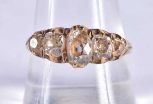 AN ANTIQUE GOLD AND OLD CUT DIAMOND RING. S. 3.4 grams. Central diamond 0.6 cm x 0.4 cm.