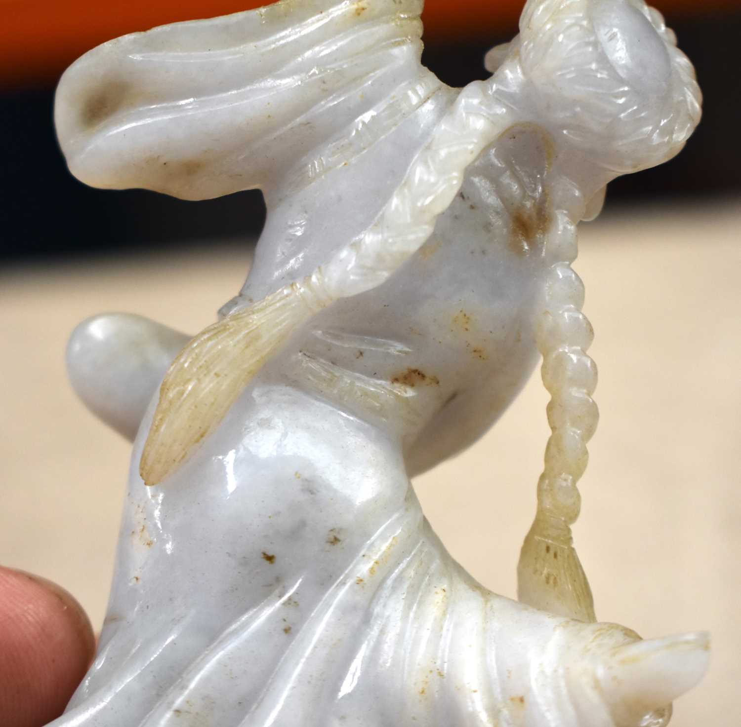 AN UNUSUAL PAIR OF EARLY 20TH CENTURY CHINESE CARVED LAVENDER JADEITE FIGURES Late Qing/Republic, - Image 16 of 21