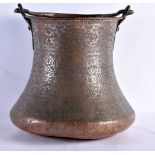 A very large find carved floral mortis, copper tinted Bucket, with a handle comprising of 2 Dragon