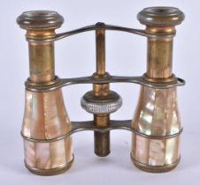 A PAIR OF MOTHER OF PEARL OPERA GLASSES. 9 cm x 9.25 cm.