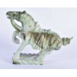 A LARGE EARLY 20TH CENTURY CHINESE JADEITE FIGURE OF A HORSE Late Qing/Republic. 22 cm x 17 cm.