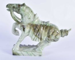 A LARGE EARLY 20TH CENTURY CHINESE JADEITE FIGURE OF A HORSE Late Qing/Republic. 22 cm x 17 cm.
