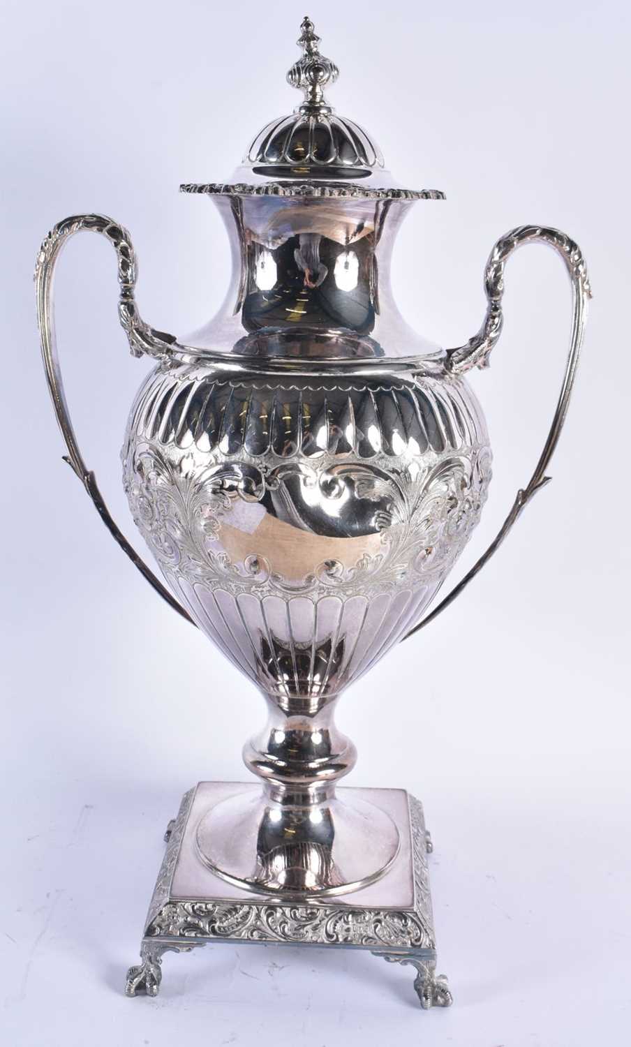 A LARGE VICTORIAN SILVER PLATED SAMOVAR. 3915 grams. 50 cm x 27 cm. - Image 3 of 6