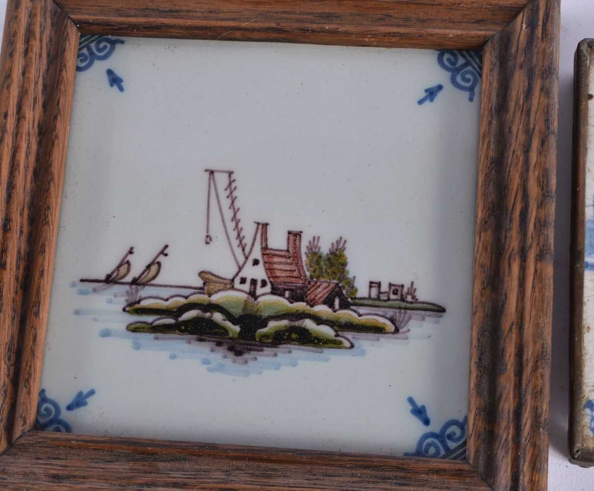 SEVEN DELFT BLUE AND WHITE & POLYCHROME TILES. 12.5 cm square. (7) - Image 2 of 7