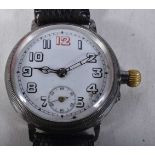 Antique Sterling Silver Borgel Cased Gents Trench Wristwatch.  Movement - Hand-wind.  SPARES &