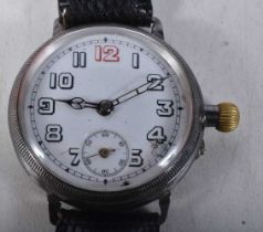 Antique Sterling Silver Borgel Cased Gents Trench Wristwatch.  Movement - Hand-wind.  SPARES &