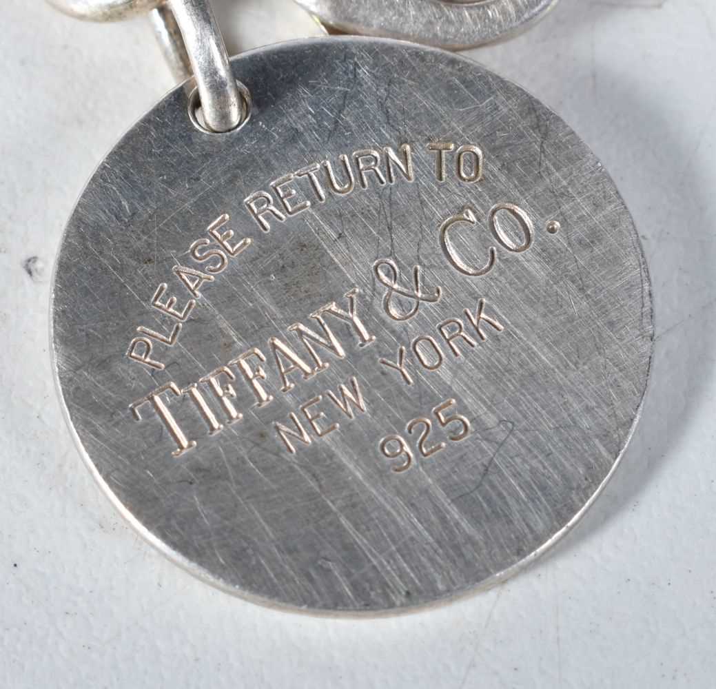 Silver belcher link bracelet with round tag by designer Tiffany & Co. Stamped 925 Tiffany, length - Image 2 of 3