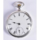 .935 Silver Gents Vintage Open Face Slimline Pocket Watch Hand-wind Working. 4.75 cm diameter.
