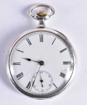 .935 Silver Gents Vintage Open Face Slimline Pocket Watch Hand-wind Working. 4.75 cm diameter.