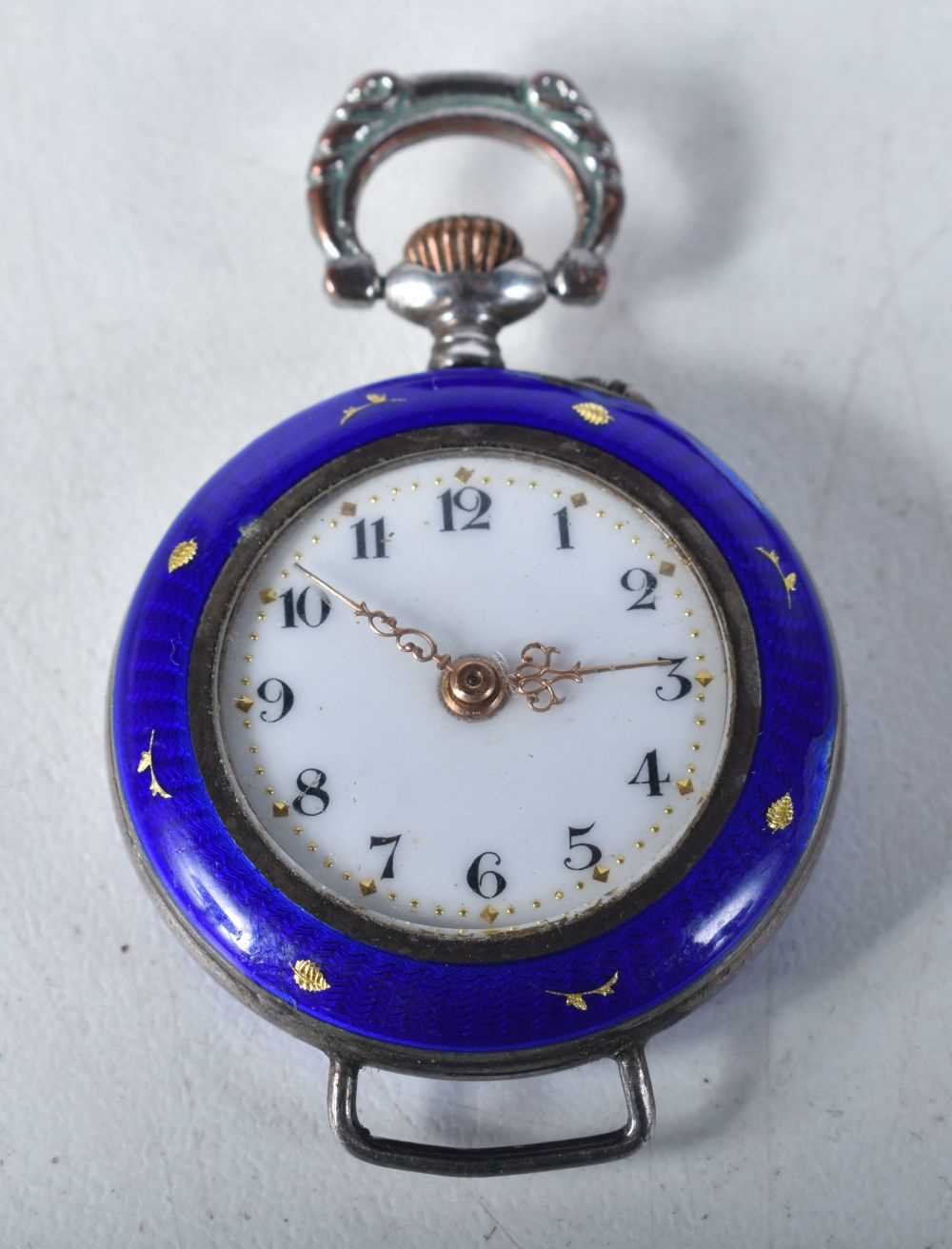 Ladies Vintage Silver Cased and Guilloche Enamel Fob Watch Conversion.  Stamped 925. Movement - - Image 2 of 4