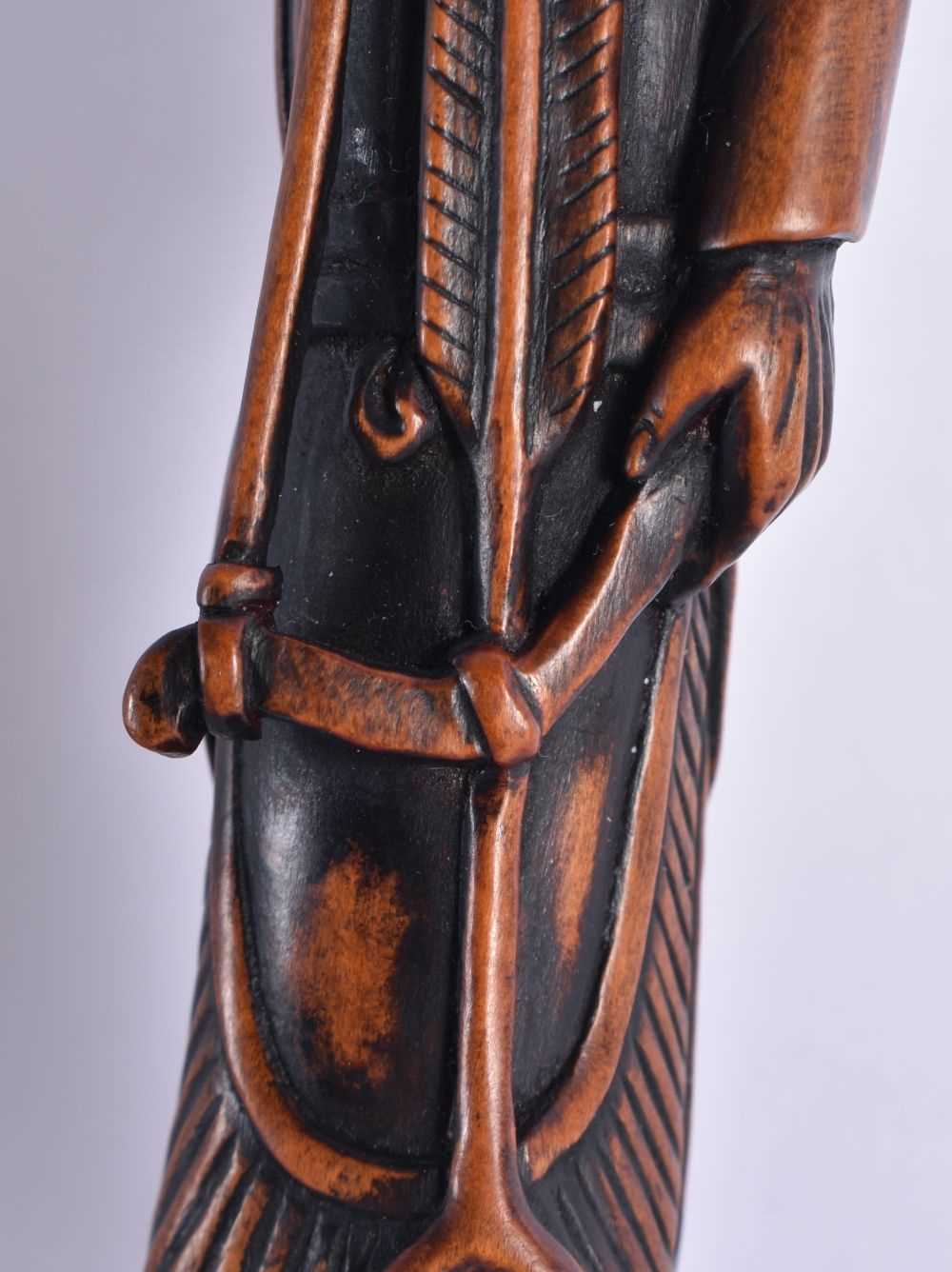 A VERY RARE LARGE JAPANESE BOXWOOD SASHI NETSUKE modelled as a Mongolian Archer. 12.5 cm high. Note: - Image 5 of 8