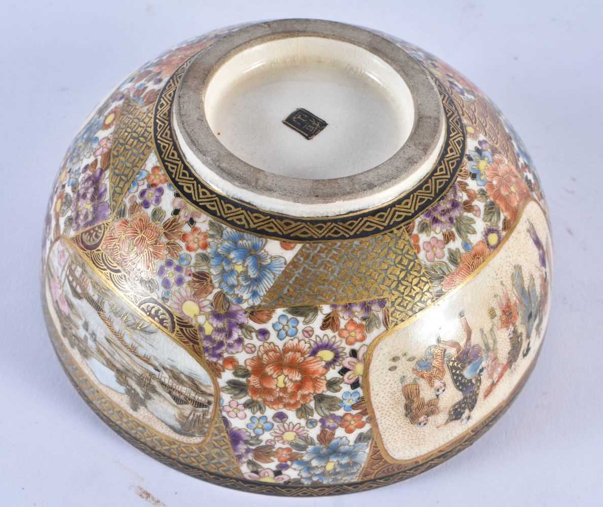 A 19TH CENTURY JAPANESE MEIJI PERIOD SATSUMA BOWL painted with figures and landscapes. 12 cm - Image 3 of 3