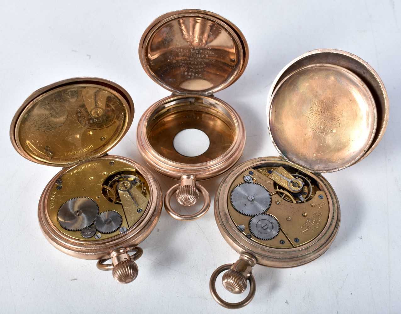 An Open Face Pocket Watch together with a Hunter Pocket watch and a 10 Carat Gold Plated Half Hunter - Image 3 of 4