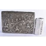 A RARE LARGE 19TH CENTURY CHINESE EXPORT REPOUSSE SILVER BOX Qing, signed KPC, decorated with a