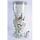 A LARGE CHINESE REPUBLICAN PERIOD FAMILLE ROSE PORCELAIN STICK STAND painted with exotic birds