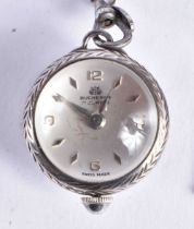 BUCHERER Sterling Silver Ladies Vintage Globe Fob Watch Hand-wind Working. 18 grams. 2.5 cm inc