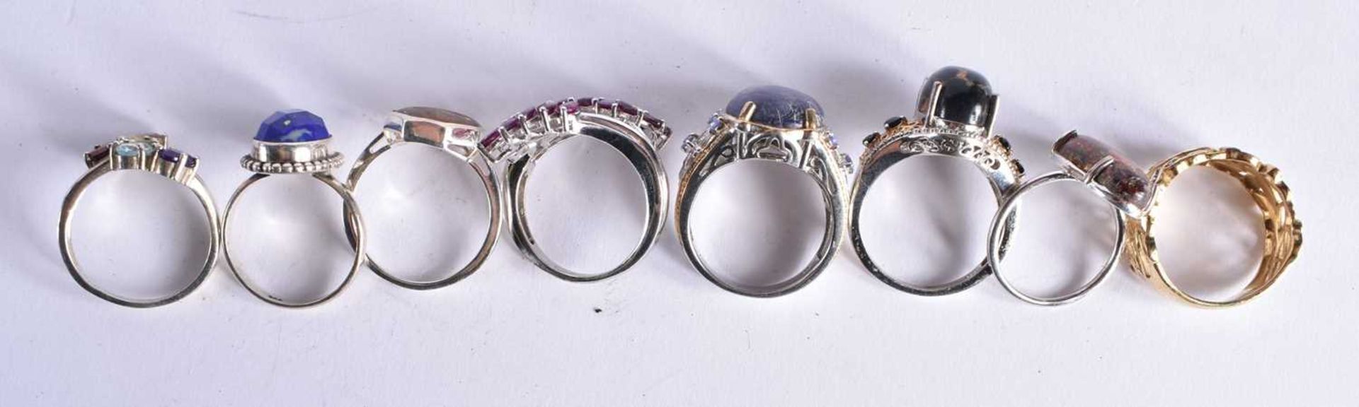 A collection of silver gemstone rings including Boulder Opal. 38 grams. O to S. (qty) - Image 5 of 5