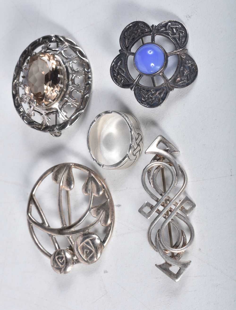 A collection of silver Scottish/Celtic jewellery including Ola Gorie. Stamped Silver and Sterling,