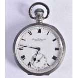 A Silver Cased Open Face Pocket Watch by James Wadsworth of Manchester. Hallmarked Birmingham