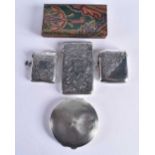 Two Silver Vesta Cases Hallmarked Chester together with A Silver Compact and a Silver Card Case both