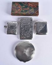 Two Silver Vesta Cases Hallmarked Chester together with A Silver Compact and a Silver Card Case both