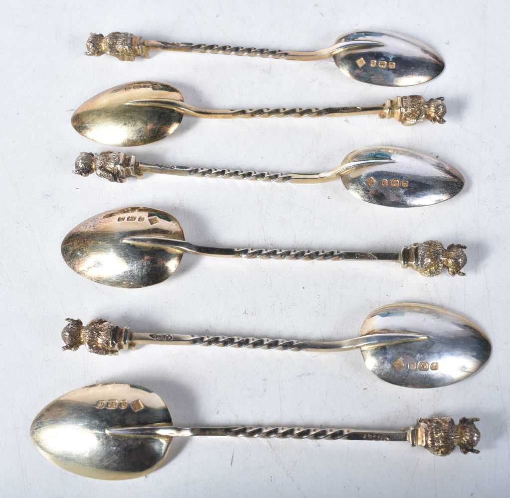 A Victorian Cased Set of Six Silver Gilt "Lincoln Imp" Spoons by Martin Hall and Co. Hallmarked - Image 3 of 4