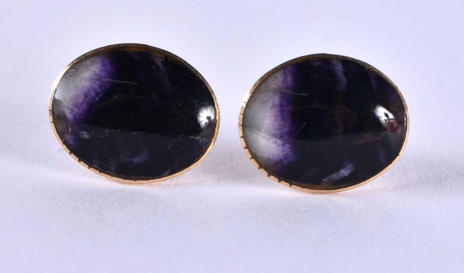 Two Pairs of 9 Carat Gold Earrings, 1 set with Sapphire and the other pair Blue John. Total weight - Image 2 of 4